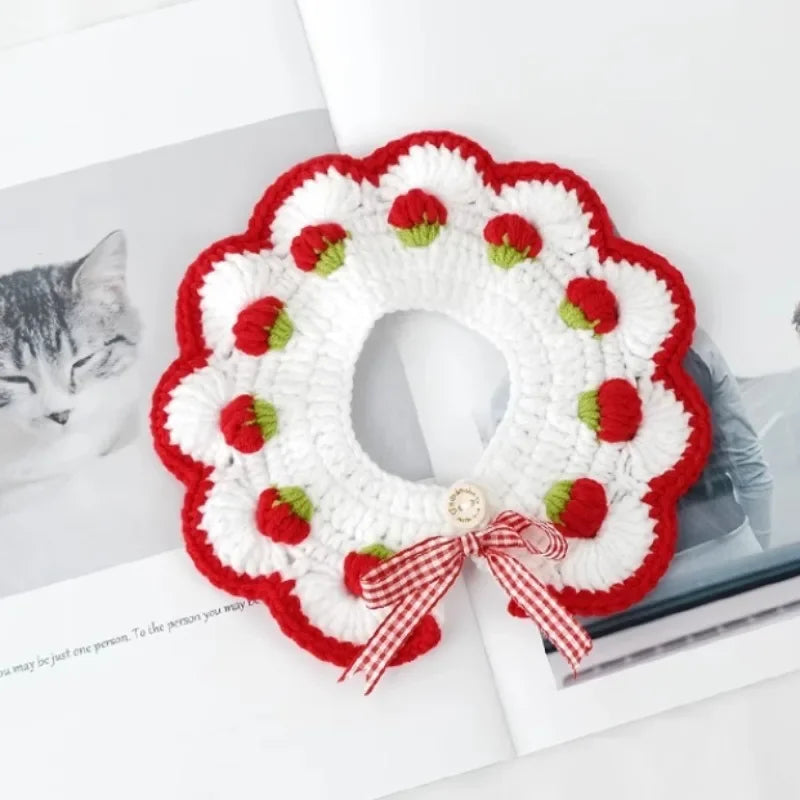 Collerette Décorative Motif Fruits pour Chat et Petit Chien – Tissu Doux avec Nœud