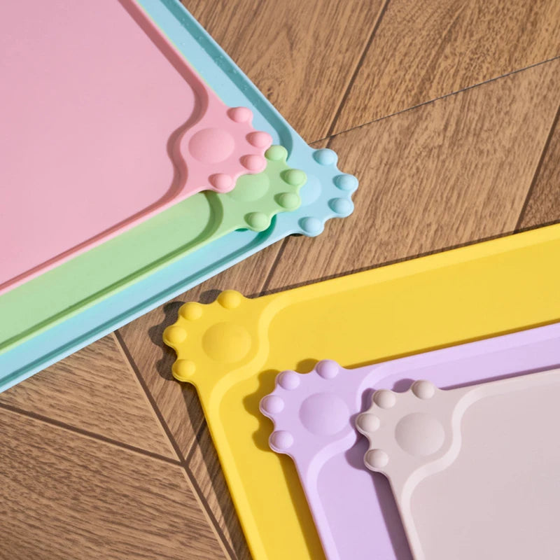Tapis de gamelle en silicone pour chien et chat - Facile a nettoyer