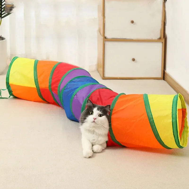 Tunnel de Jeu Pliable pour Chat – Arc-en-Ciel, Formes I, S ou T