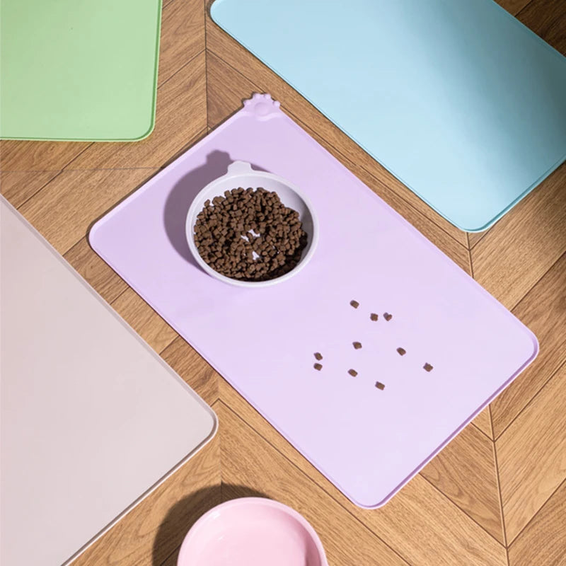 Tapis de gamelle en silicone pour chien et chat - Facile a nettoyer