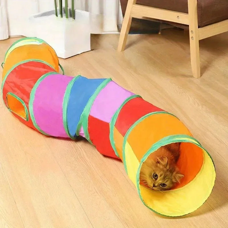 Tunnel de Jeu Pliable pour Chat – Arc-en-Ciel, Formes I, S ou T
