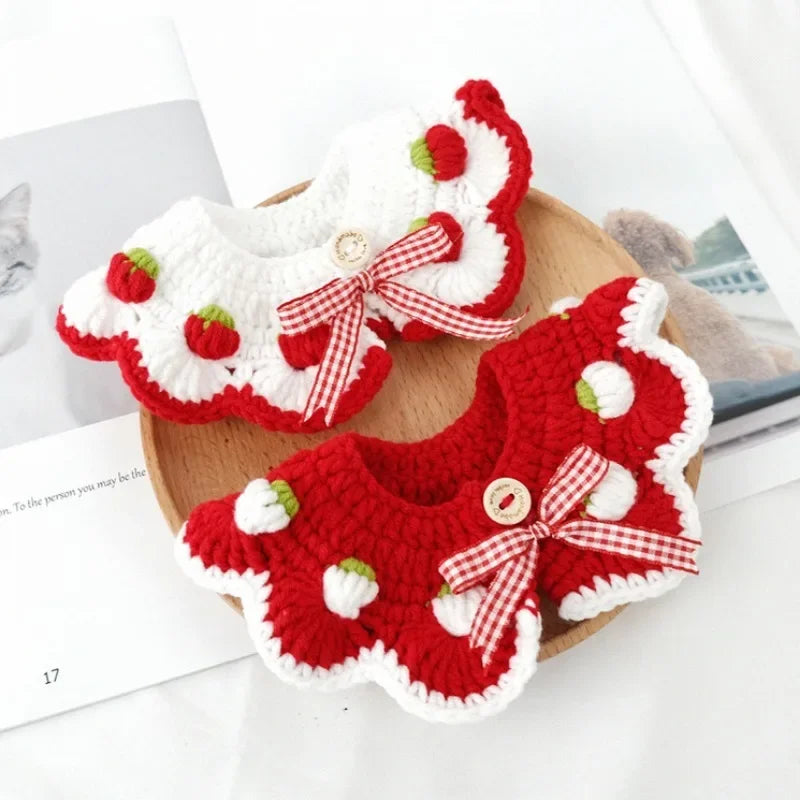 Collerette Décorative Motif Fruits pour Chat et Petit Chien – Tissu Doux avec Nœud