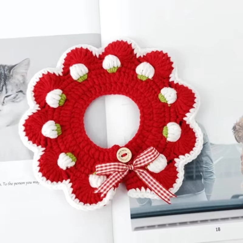 Collerette Décorative Motif Fruits pour Chat et Petit Chien – Tissu Doux avec Nœud