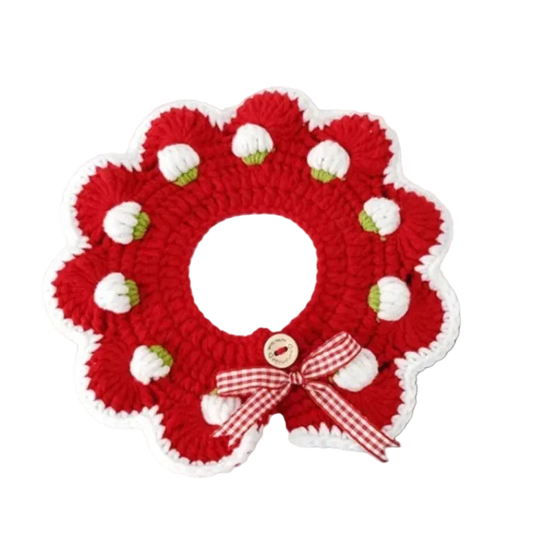 Collerette Décorative Motif Fruits pour Chat et Petit Chien – Tissu Doux avec Nœud
