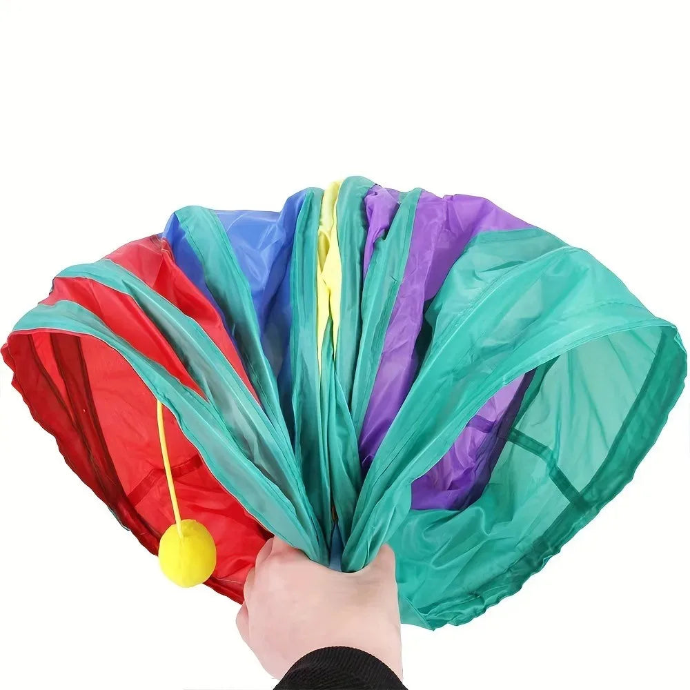 Tunnel de Jeu Pliable pour Chat – Arc-en-Ciel, Formes I, S ou T