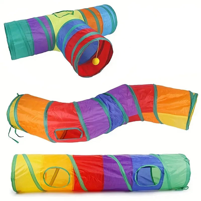 Tunnel de Jeu Pliable pour Chat – Arc-en-Ciel, Formes I, S ou T