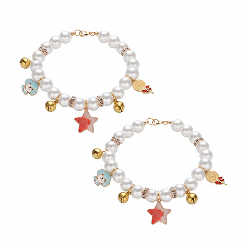 Collier chat tissé fond blanc