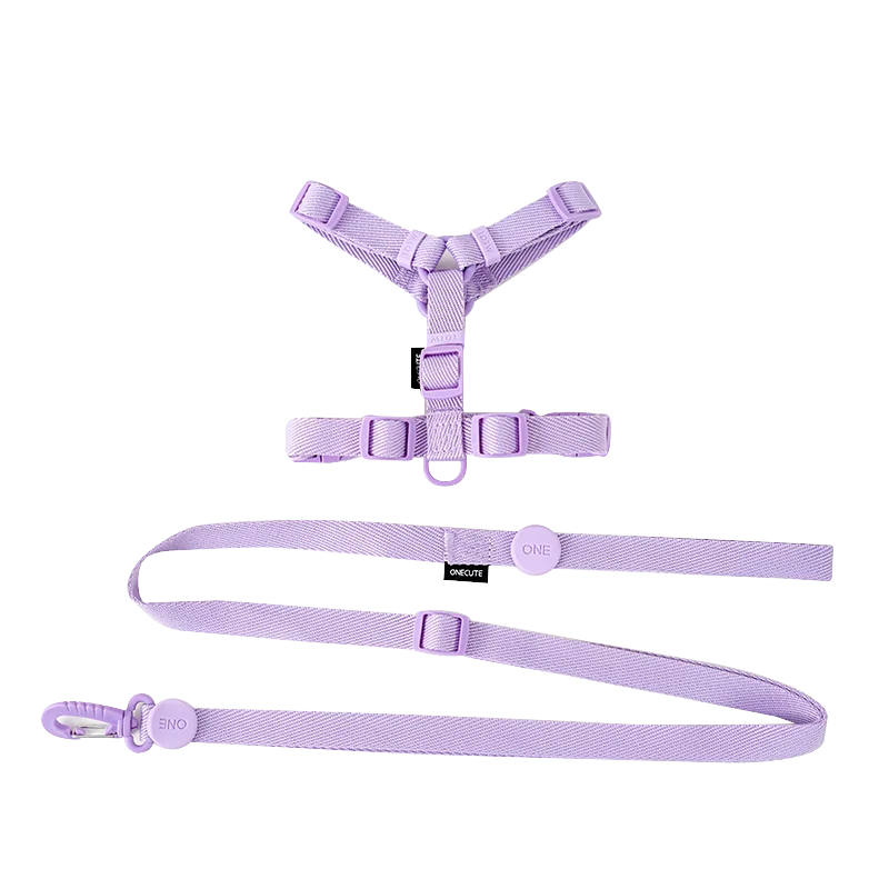 Ensemble MonPachaTech violet composé d'un harnais réglable et d'une laisse en polyester pour chiots et chats