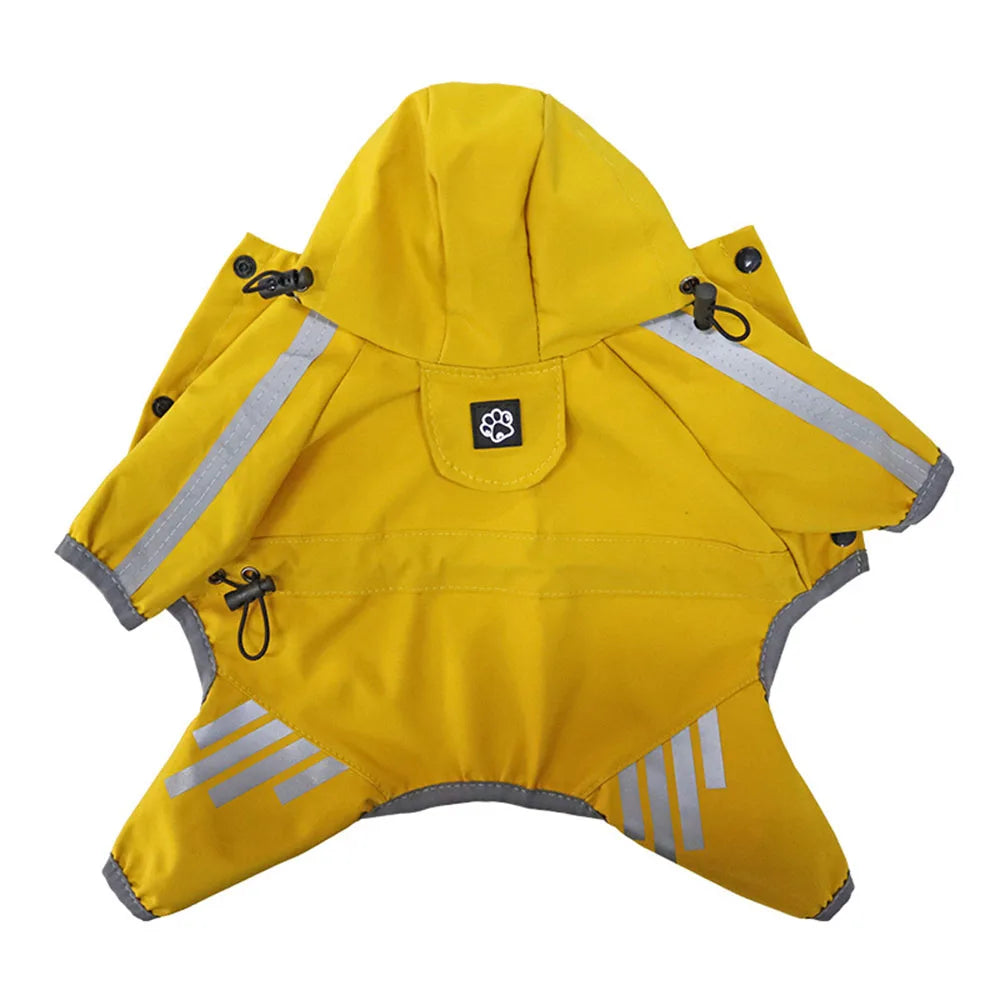 MonPachaTech combinaison imperméable jaune pour petit chien avec capuche ajustable et bandes réfléchissantes