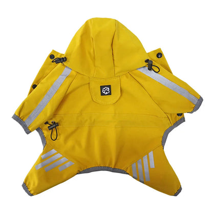 MonPachaTech combinaison imperméable jaune pour petit chien avec capuche ajustable et bandes réfléchissantes
