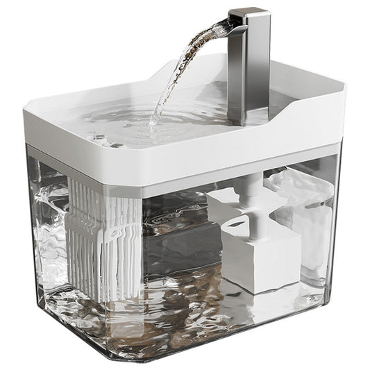 Fontaine à eau sans fil MonPachaTech blanche et transparente avec bec verseur en métal pour chat
