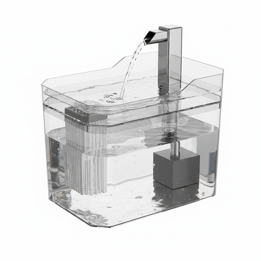 Fontaine à eau sans fil MonPachaTech transparente et silencieuse avec bec verseur en métal pour chat