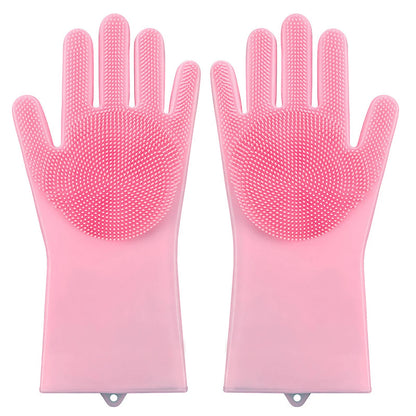 Gant de toilettage MonPachaTech rose en caoutchouc avec picots pour le bain des chiens et chats
