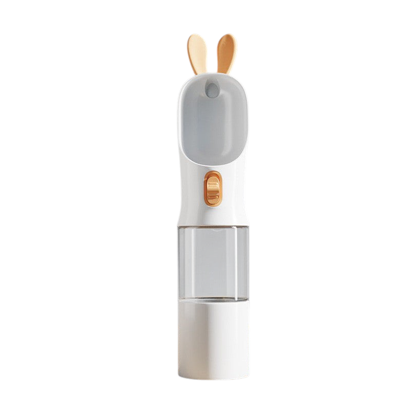 Gourde de voyage MonPachaTech blanche avec oreilles de lapin, réservoir transparent et bouton-poussoir pour animaux