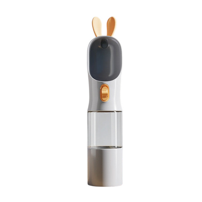 Gourde de voyage MonPachaTech blanche avec oreilles de lapin, réservoir transparent et bouton-poussoir pour animaux