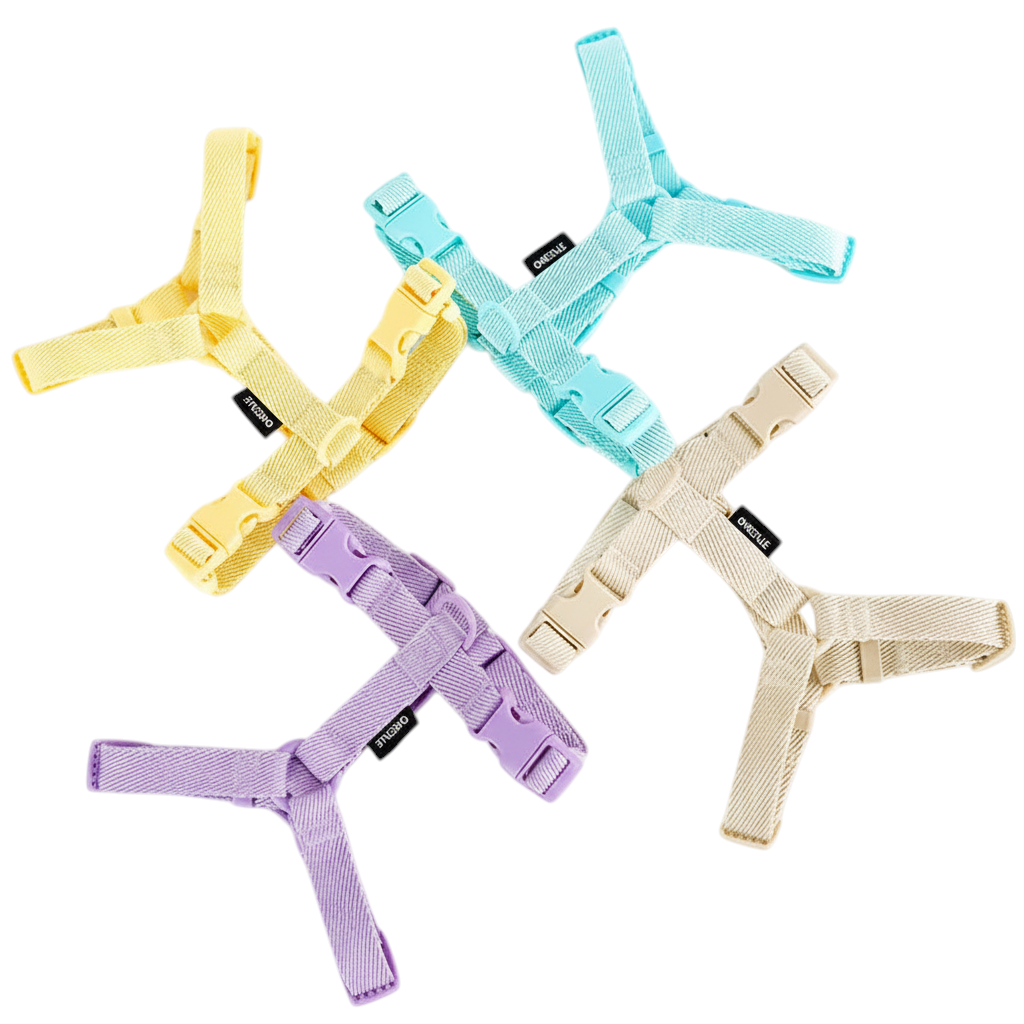 Ensemble de harnais MonPachaTech réglables en polyester pour chiots et chats, disponibles en jaune, bleu, violet et beige