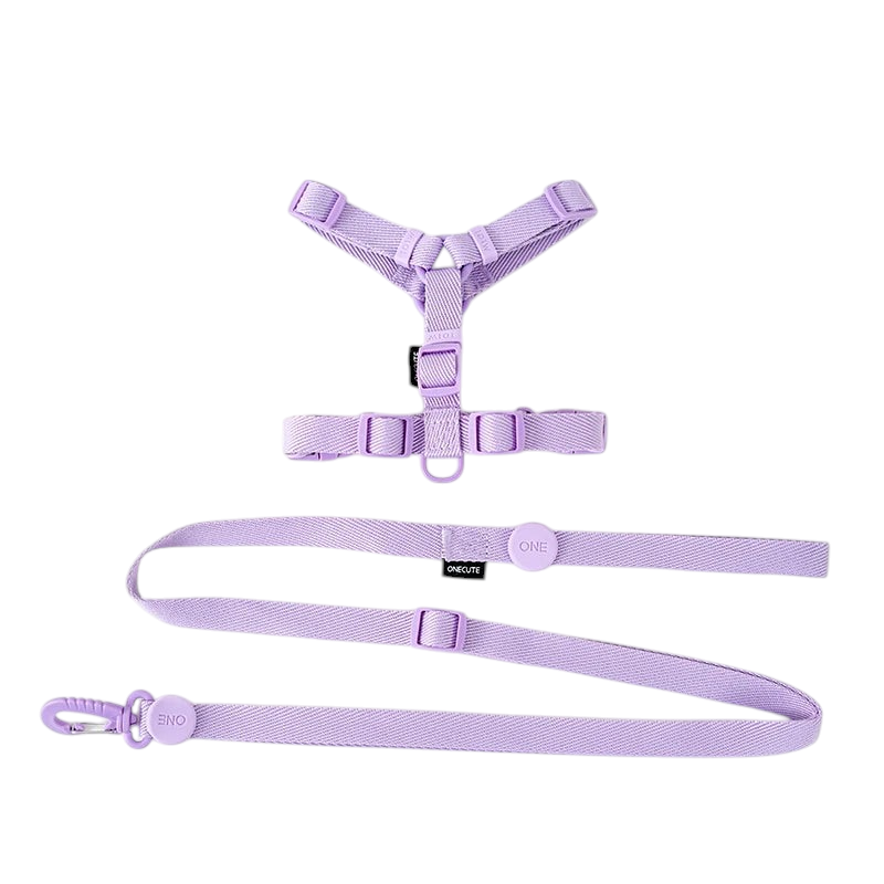 Ensemble harnais et laisse MonPachaTech violet en polyester réglable pour chiots et chats