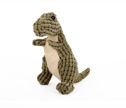 Jouet peluche dinosaure T-Rex MonPachaTech vert en chenille bouclette avec couineur pour chien