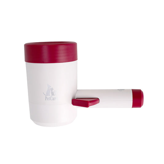 Nettoyeur de pattes MonPachaTech blanc et rouge avec brosse en silicone pour chien