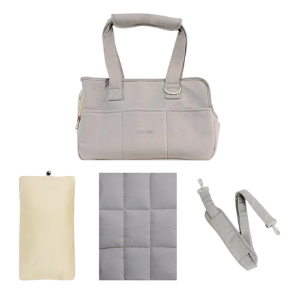 Sac de transport bandoulière MonPachaTech gris pour petit chien ou chat avec tapis et sangle réglable inclus