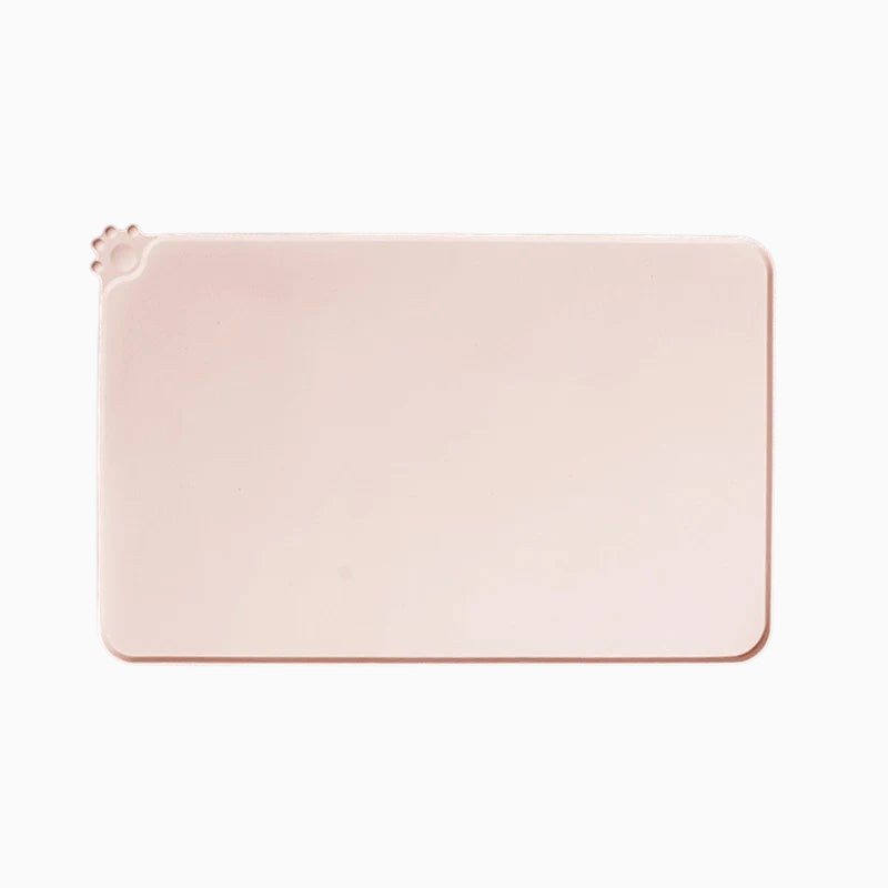 Tapis de gamelle MonPachaTech rose en silicone antidérapant avec bords surélevés pour chien et chat