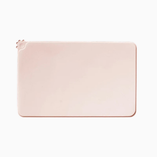 Tapis de gamelle MonPachaTech rose en silicone antidérapant avec bords surélevés pour chien et chat