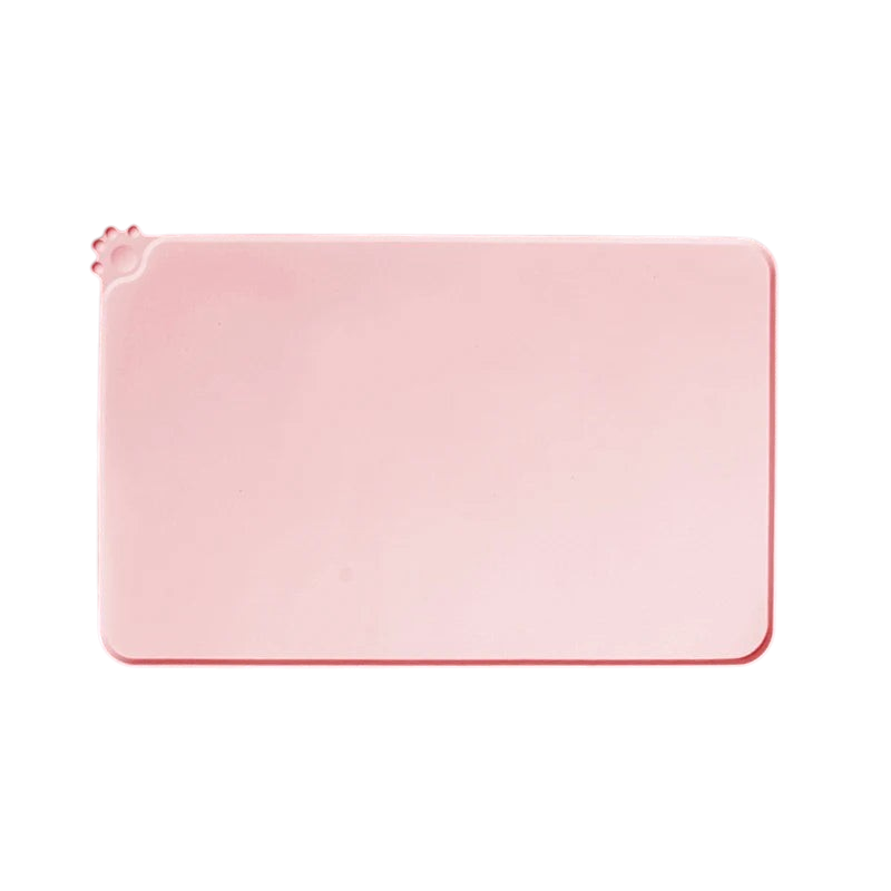 Tapis de gamelle MonPachaTech rose en silicone antidérapant avec rebords pour chien et chat