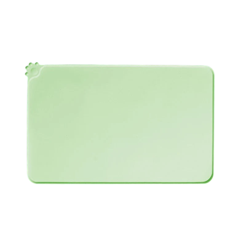 Tapis de gamelle MonPachaTech vert en silicone antidérapant avec rebords pour chien et chat