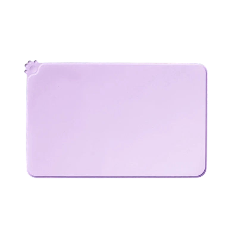 Tapis de gamelle MonPachaTech violet en silicone antidérapant avec rebords pour chien et chat