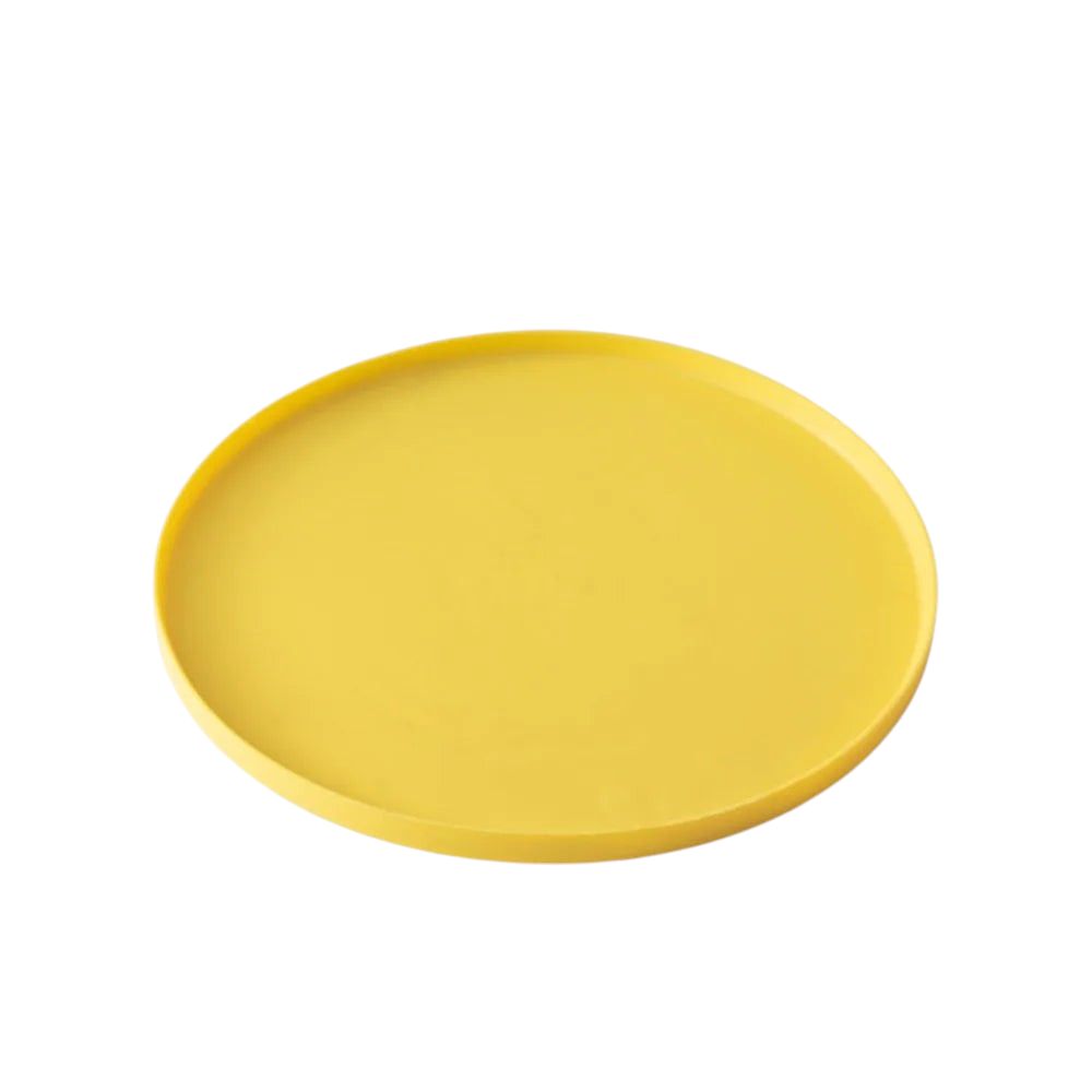 Tapis de repas MonPachaTech rond en silicone jaune antidérapant et imperméable pour chien et chat