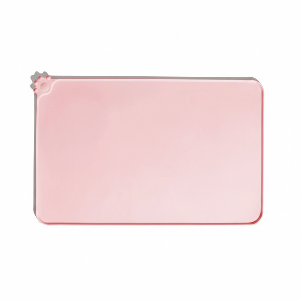 Tapis de gamelle silicone rose – fond blanc